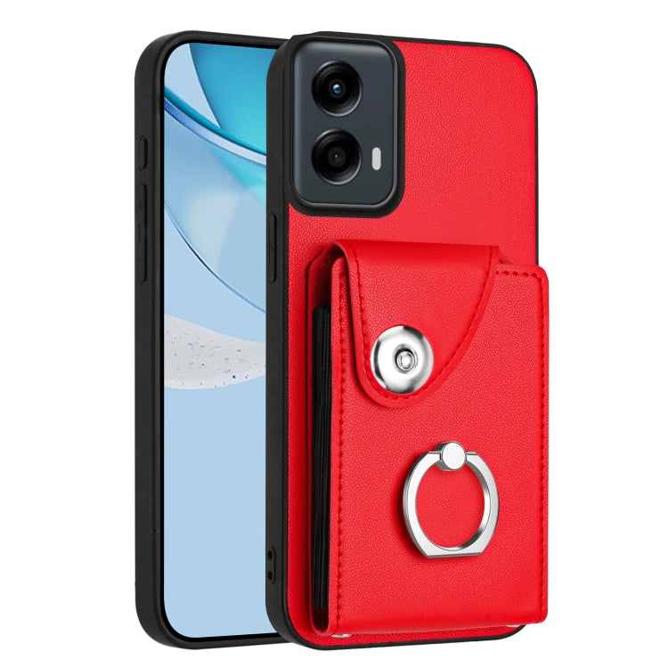 For Motorola Moto G 5G 2024 Organ Card Bag Ring Holder Phone Case(Red) - Motorola Cases by buy2fix | Online Shopping UK | buy2fix