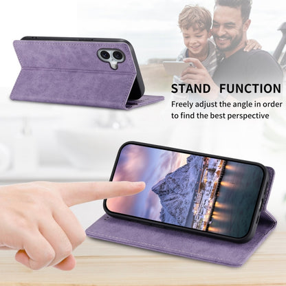 For iPhone 16 Plus Business Solid Color Magnetic RFID Leather Phone Case(Purple) - iPhone 16 Plus Cases by buy2fix | Online Shopping UK | buy2fix