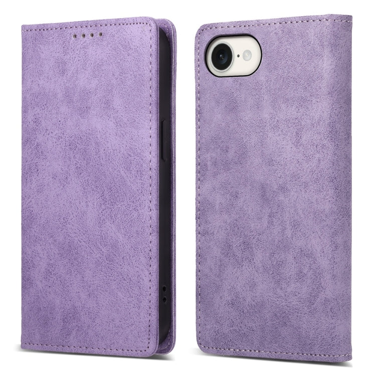 For iPhone SE 2024 Business Solid Color Magnetic RFID Leather Phone Case(Purple) - More iPhone Cases by buy2fix | Online Shopping UK | buy2fix