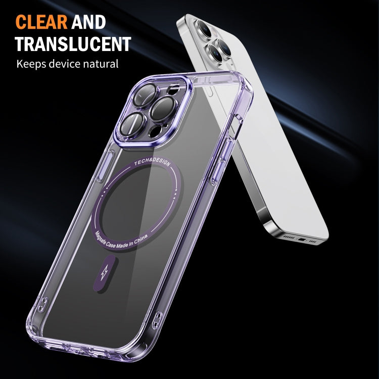 For iPhone 14 Pro Max Airbag Magsafe PC Hybrid TPU Phone Case(Clear Purple) - iPhone 14 Pro Max Cases by buy2fix | Online Shopping UK | buy2fix