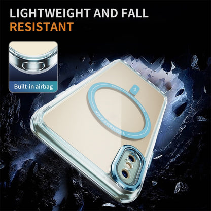 For iPhone XS Max Airbag Magsafe PC Hybrid TPU Phone Case(Clear Blue) - More iPhone Cases by buy2fix | Online Shopping UK | buy2fix