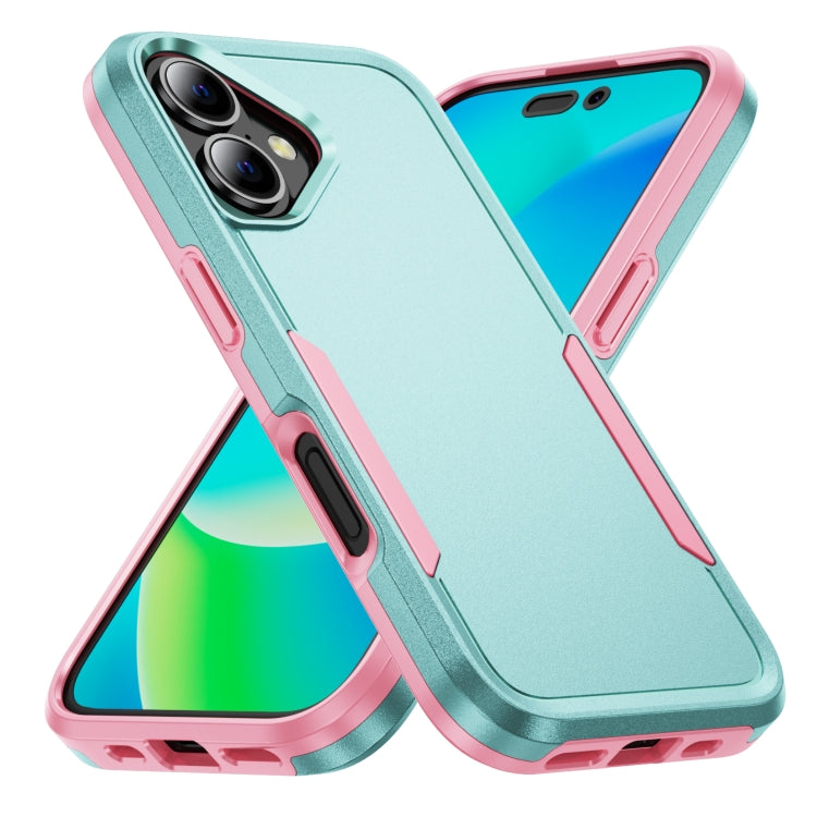 For iPhone 16 Pioneer Armor Heavy Duty PC + TPU Phone Case(Green+Pink) - iPhone 16 Cases by buy2fix | Online Shopping UK | buy2fix