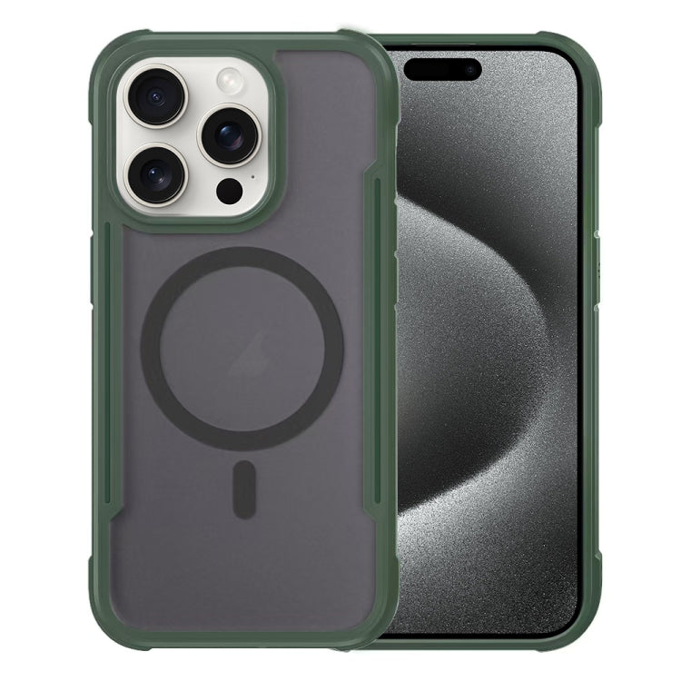 For iPhone 15 Pro Skin Feel Frosted MagSafe Magnetic PC Hybrid TPU Phone Case(Green) - iPhone 15 Pro Cases by buy2fix | Online Shopping UK | buy2fix