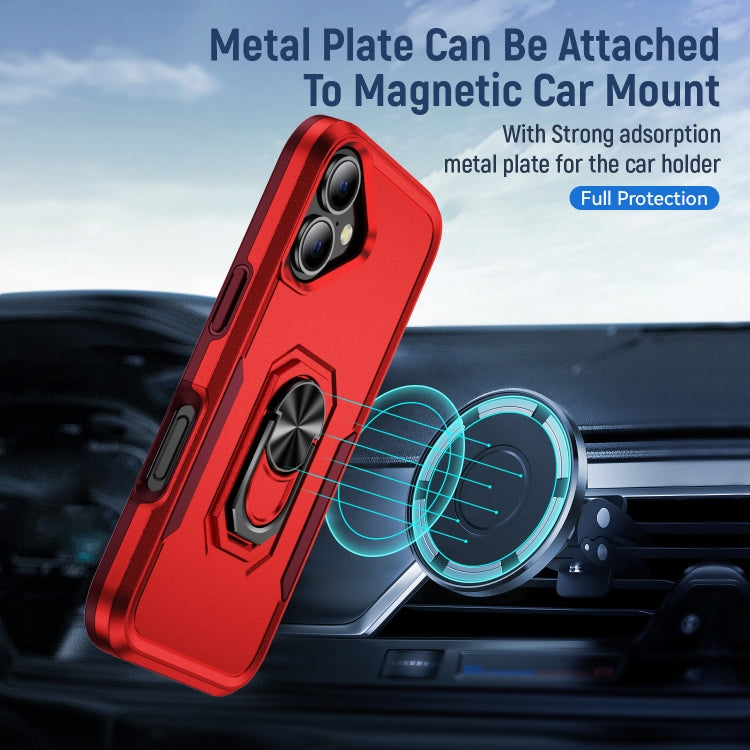 For iPhone 16 Plus Pioneer Armor Heavy Duty PC + TPU Phone Case with Holder(Red+Rose Red) - iPhone 16 Plus Cases by buy2fix | Online Shopping UK | buy2fix