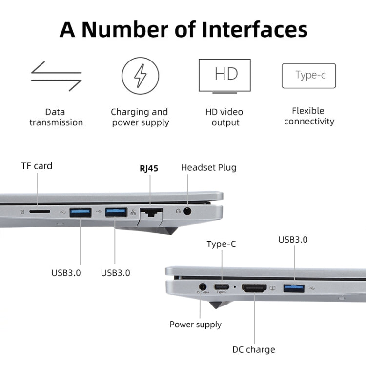 14 inch Windows 11 Laptop, 8GB+512GB, Gen 4th Intel Core i7 CPU, 180 Degree Rotation Axis(Silver) - Others by buy2fix | Online Shopping UK | buy2fix