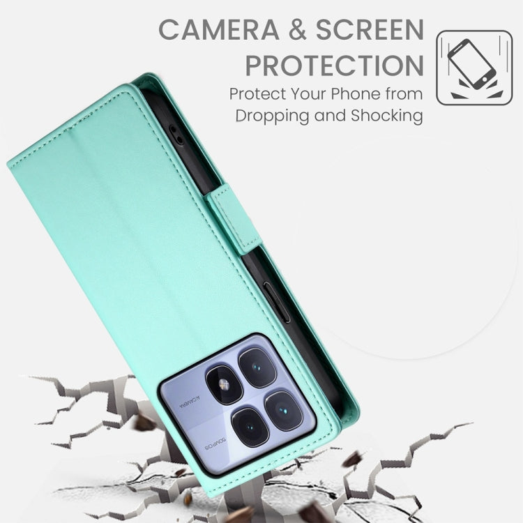 For Redmi K70 Ultra Side Buckle Magnetic Frosted Leather Phone Case(Mint Green) - Xiaomi Cases by buy2fix | Online Shopping UK | buy2fix