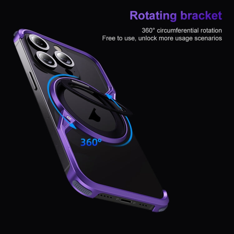 For iPhone 14 Pro Max Frameless Rotation Holder Magsafe Metal Phone Case(Dark Purple) - iPhone 14 Pro Max Cases by buy2fix | Online Shopping UK | buy2fix