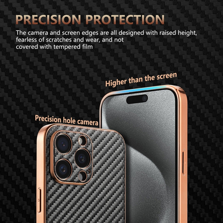 For iPhone 15 Pro Max AZNS Electroplated Edge Carbon Fiber Texture Phone Case(Blue) - iPhone 15 Pro Max Cases by AZNS | Online Shopping UK | buy2fix