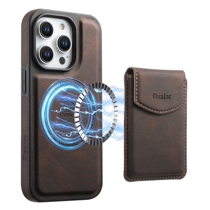 For iPhone 16 Pro Denior D19 Skin Feel MagSafe Detachable Card Slot Phone Case(Brown) - iPhone 16 Pro Cases by Denior | Online Shopping UK | buy2fix