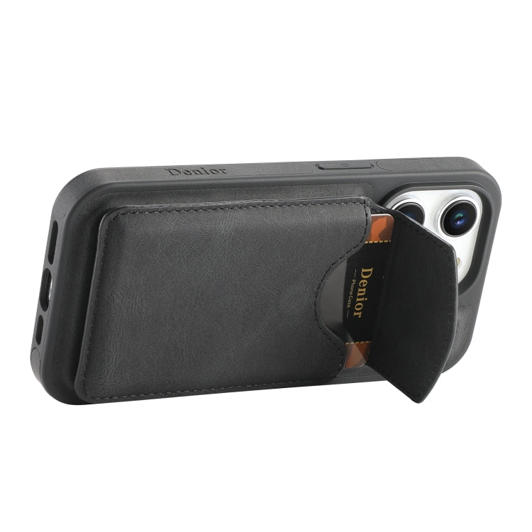 For iPhone 15 Pro Denior D19 Skin Feel MagSafe Detachable Card Slot Phone Case(Black) - iPhone 15 Pro Cases by Denior | Online Shopping UK | buy2fix