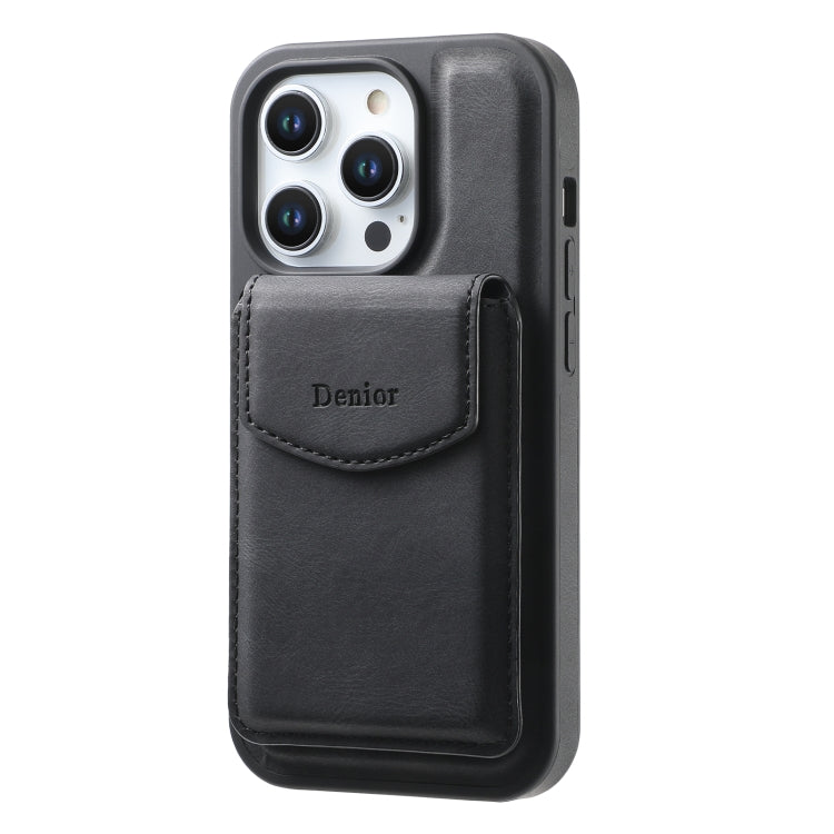 For iPhone 14 / 13 Denior D19 Skin Feel MagSafe Detachable Card Slot Phone Case(Black) - iPhone 14 Cases by Denior | Online Shopping UK | buy2fix