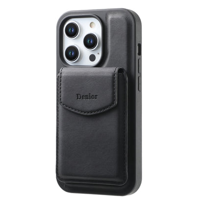 For iPhone 14 Pro Denior D20 Skin Feel MagSafe Holder Detachable Card Slot Phone Case(Black) - iPhone 14 Pro Cases by Denior | Online Shopping UK | buy2fix