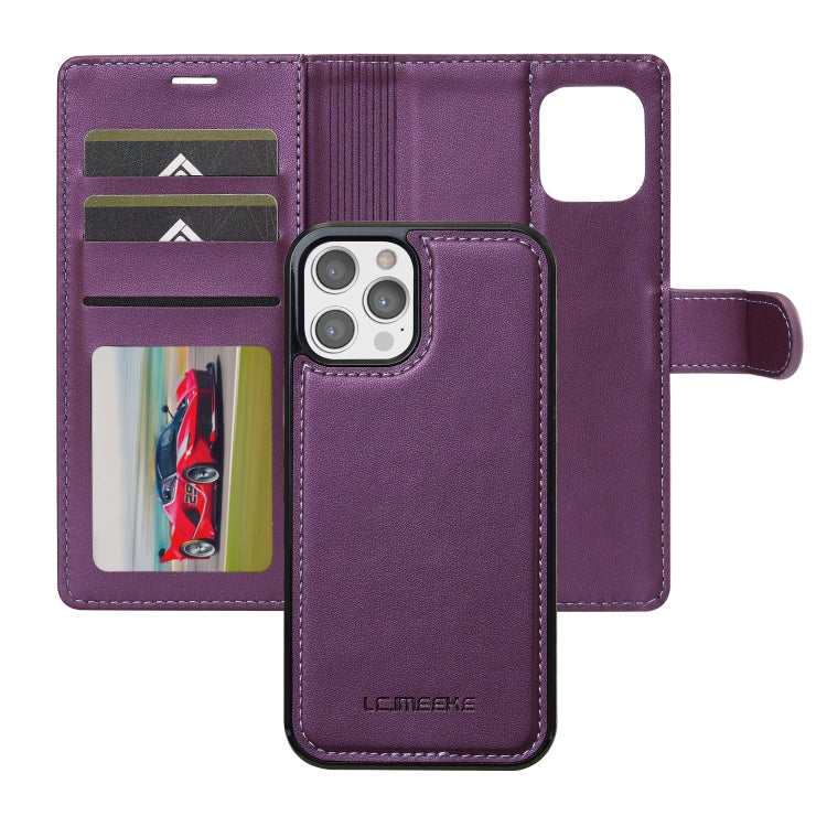 For iPhone 12 / 12 Pro LC.IMEEKE L2 Series Detachable Magsafe PU Phone Case with Lanyard(Purple) - iPhone 12 / 12 Pro Cases by LC.IMEEKE | Online Shopping UK | buy2fix