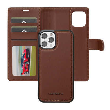 For iPhone 12 Pro Max LC.IMEEKE L2 Series Detachable Magsafe PU Phone Case with Lanyard(Brown) - iPhone 12 Pro Max Cases by LC.IMEEKE | Online Shopping UK | buy2fix