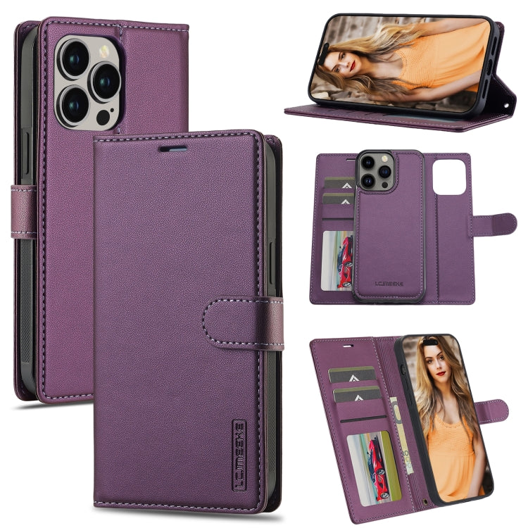 For iPhone 13 Pro Max LC.IMEEKE L2 Series Detachable Magsafe PU Phone Case with Lanyard(Purple) - iPhone 13 Pro Max Cases by LC.IMEEKE | Online Shopping UK | buy2fix