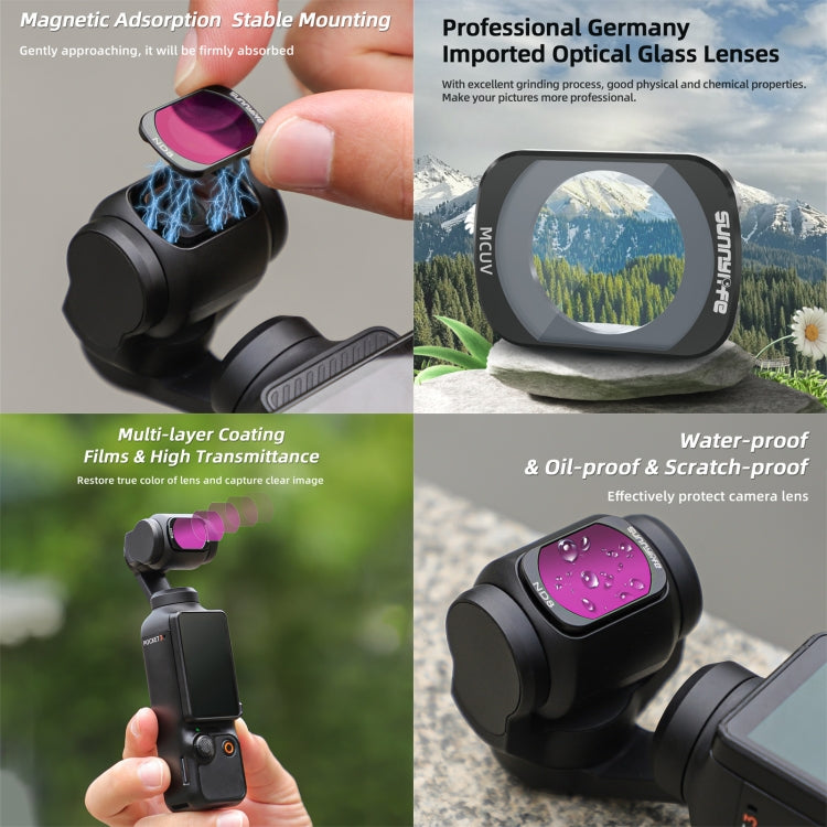 For DJI Osmo Pocket 3 Sunnylife Camera Lens Magnetic Metal Filter, No Impact On Gimbal Reset, Filter:6 in 1 UV CPL ND8-64 - Lens Accessories by Sunnylife | Online Shopping UK | buy2fix