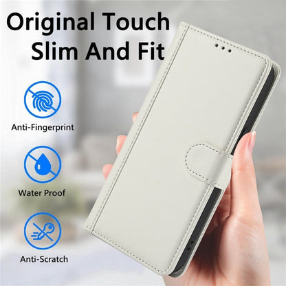 For Google Pixel 9 Pro XL Skin Feel Pure Color Card Slots Leather Phone Case with Dual Lanyard(White) - Google Cases by buy2fix | Online Shopping UK | buy2fix