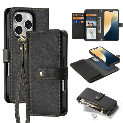 For iPhone 16 Pro DUX DUCIS Lawa Series 2 in 1 Wallet Zipper Detachable MagSafe Phone Case with Lanyard(Black) - iPhone 16 Pro Cases by DUX DUCIS | Online Shopping UK | buy2fix