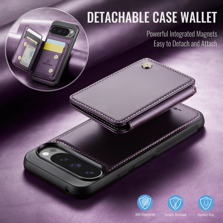 For Google Pixel 9 Pro XL JEEHOOD J05 Business Magnetic Style RFID Leather Phone Case(Purple) - Google Cases by JEEHOOD | Online Shopping UK | buy2fix