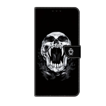 For iPhone 16 Pro Crystal Painted Leather Phone case(Skull) - iPhone 16 Pro Cases by buy2fix | Online Shopping UK | buy2fix