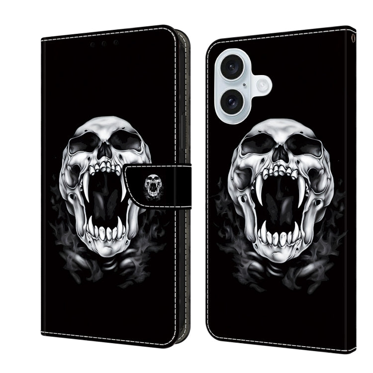 For iPhone 16 Plus Crystal Painted Leather Phone case(Skull) - iPhone 16 Plus Cases by buy2fix | Online Shopping UK | buy2fix