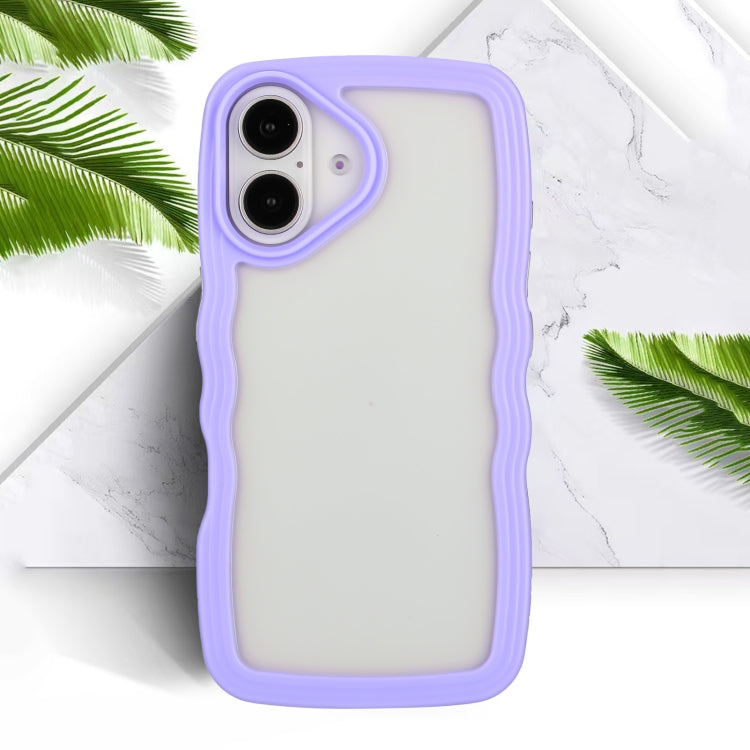 For iPhone 16 Candy Color Wave TPU Clear PC Phone Case(Purple) - iPhone 16 Cases by buy2fix | Online Shopping UK | buy2fix