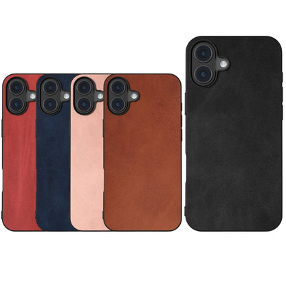 For iPhone 16 Black Frame Two-color Calf Texture PU Phone Case(Blue) - iPhone 16 Cases by buy2fix | Online Shopping UK | buy2fix