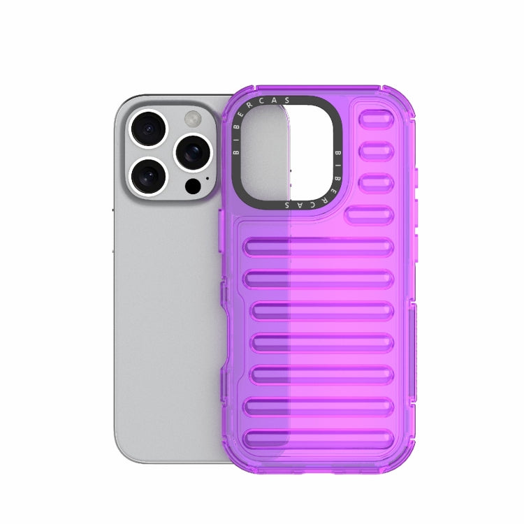 For iPhone 16 Pro High Transparency TPU Hybrid PC Airbag Phone Case(Transparent Purple) - iPhone 16 Pro Cases by buy2fix | Online Shopping UK | buy2fix