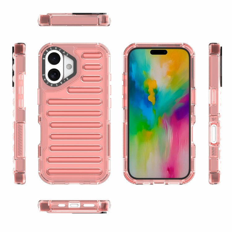 For iPhone 16 High Transparency TPU Hybrid PC Airbag Phone Case(Peach Red) - iPhone 16 Cases by buy2fix | Online Shopping UK | buy2fix