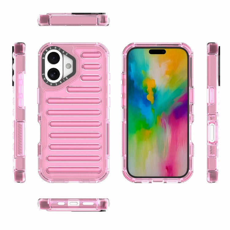 For iPhone 16 High Transparency TPU Hybrid PC Airbag Phone Case(Pink) - iPhone 16 Cases by buy2fix | Online Shopping UK | buy2fix