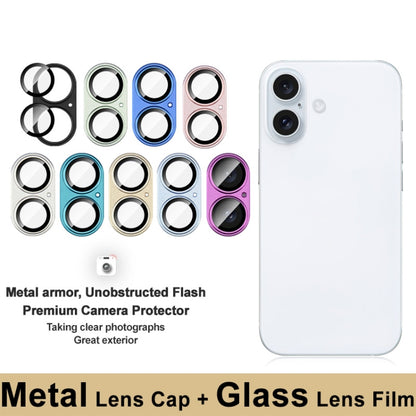 For iPhone 16 / 16 Plus IMAK Metal Armor Premium Camera Protector Film(Rose Red) - iPhone 16 Tempered Glass by imak | Online Shopping UK | buy2fix