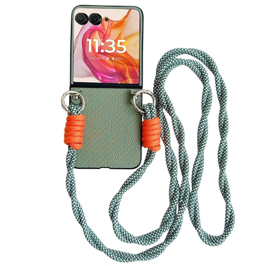 For Motorola Razr 50 Ultra Woven Texture Phone Case With Colorful Lanyard(Green) - Motorola Cases by buy2fix | Online Shopping UK | buy2fix