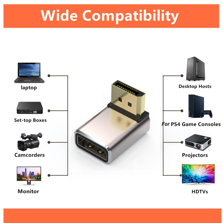 8K 60Hz PD1.4 Male Displayport to Female Displayport Adapter Converter, Angle:Down -  by buy2fix | Online Shopping UK | buy2fix