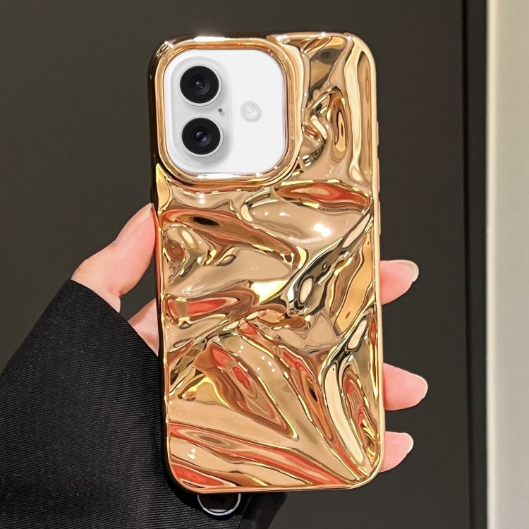 For iPhone 16 Water Ripple Electroplating Paint TPU Phone Case(Bright Gold) - iPhone 16 Cases by buy2fix | Online Shopping UK | buy2fix