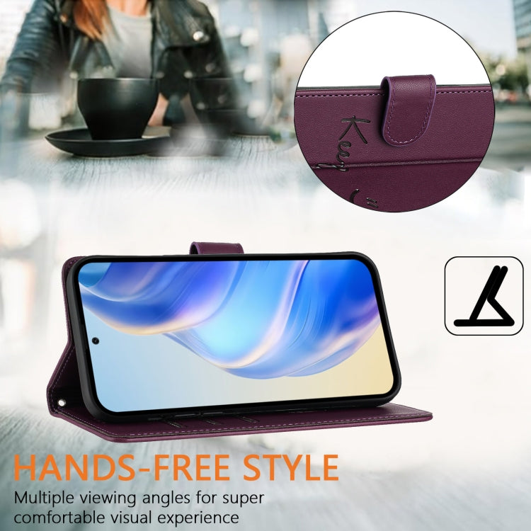 For Google Pixel 9 / Pixel 9 Pro Smile Embossing RFID Leather Phone Case(Violet) - Google Cases by buy2fix | Online Shopping UK | buy2fix