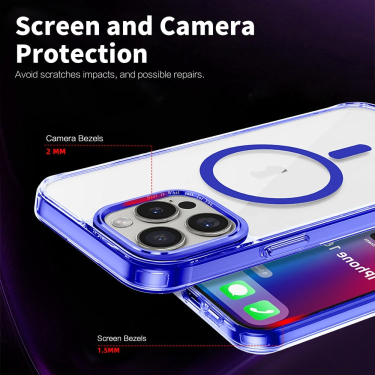 For iPhone 16 Pro Max Ice Color Magnetic Series Magsafe Magnetic PC Hybrid TPU Phone Case(Blue) - iPhone 16 Pro Max Cases by buy2fix | Online Shopping UK | buy2fix