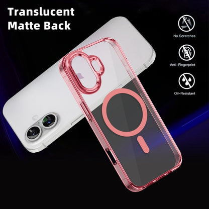 For iPhone 16 Ice Color Magnetic Series Magsafe Magnetic PC Hybrid TPU Phone Case(Pink) - iPhone 16 Cases by buy2fix | Online Shopping UK | buy2fix