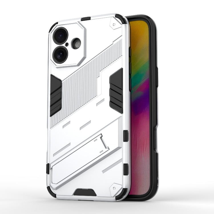 For iPhone 16 Plus Punk Armor 2 in 1 PC + TPU Phone Case with Holder(White) - iPhone 16 Plus Cases by buy2fix | Online Shopping UK | buy2fix