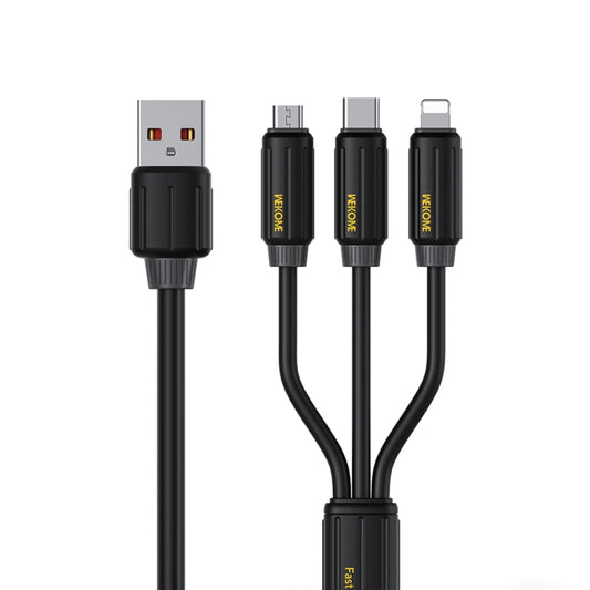 WK WDC-30 Elastic Silicone 1.2m 66W USB to 8 Pin / Type-C / Micro USB Fast Charging Data Cable(Black) - Multifunction Cable by WK | Online Shopping UK | buy2fix