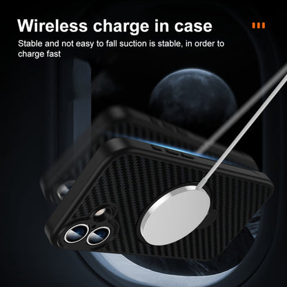 For iPhone 16 Plus Carbon Fiber MagSafe 360 Degree Rotating Holder Phone Case(Black) - iPhone 16 Plus Cases by buy2fix | Online Shopping UK | buy2fix