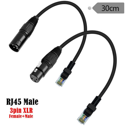 XLR 3 Pin Male to RJ45 Male Network Extension Cable for DMX-CON Controller Series, Length: 30cm(Black) - Lan Cable and Tools by buy2fix | Online Shopping UK | buy2fix