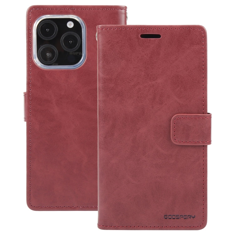 For iPhone 16 Pro GOOSPERY BLUE MOON Crazy Horse Texture Leather Phone Case(Wine Red) - iPhone 16 Pro Cases by GOOSPERY | Online Shopping UK | buy2fix