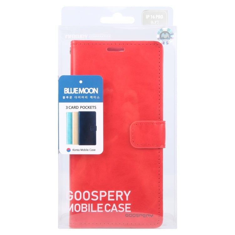 For iPhone 16 Pro GOOSPERY BLUE MOON Crazy Horse Texture Leather Phone Case(Red) - iPhone 16 Pro Cases by GOOSPERY | Online Shopping UK | buy2fix