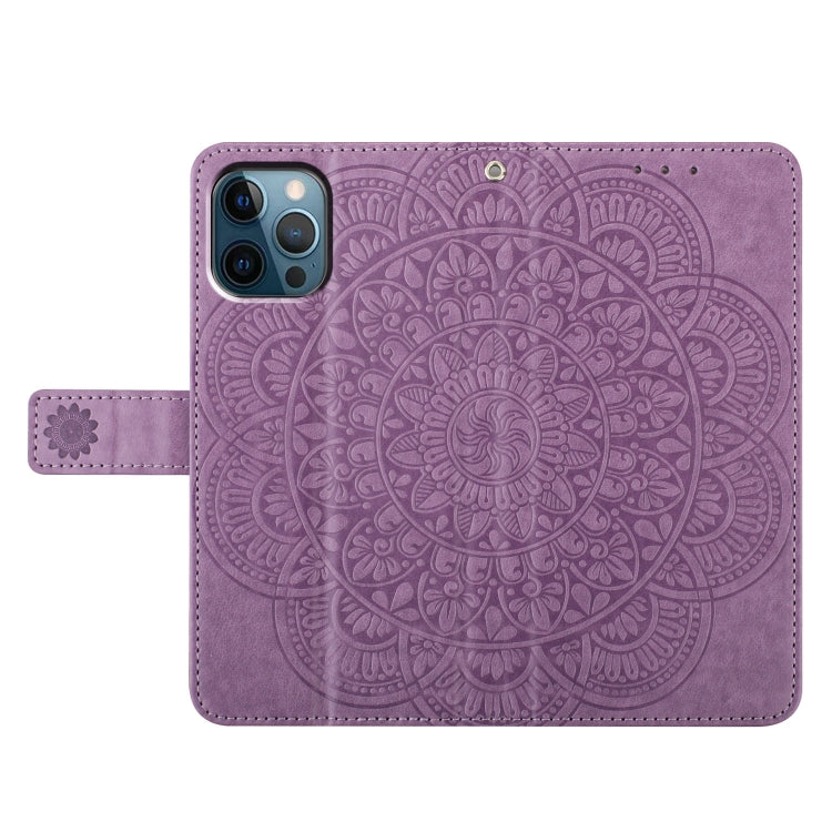 For iPhone 16 Pro Flower Embossed Leather Phone Case(Purple) - iPhone 16 Pro Cases by buy2fix | Online Shopping UK | buy2fix