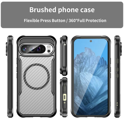 For Google Pixel 9 Pro XL Carbon Fiber Texture MagSafe Translucent Phone Case(Black) - Google Cases by buy2fix | Online Shopping UK | buy2fix