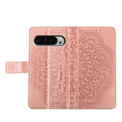 For Google Pixel 9 / 9 Pro Flower Embossed Leather Phone Case(Rose Gold) - Google Cases by buy2fix | Online Shopping UK | buy2fix