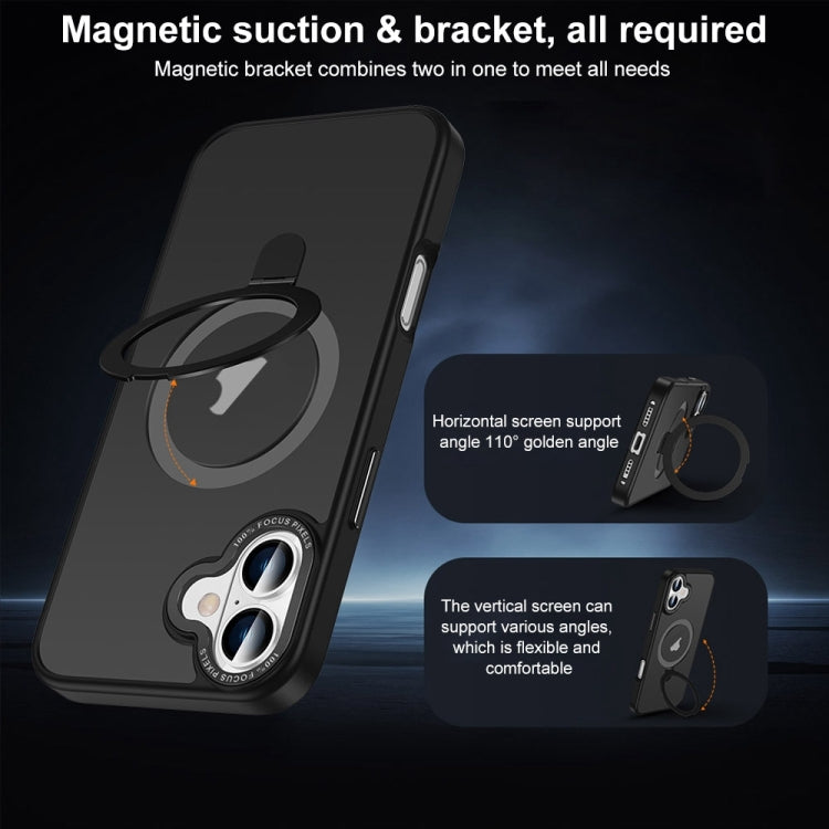 For iPhone 16 Skin Feel MagSafe Magnetic Holder Phone Case(Titanium) - iPhone 16 Cases by buy2fix | Online Shopping UK | buy2fix