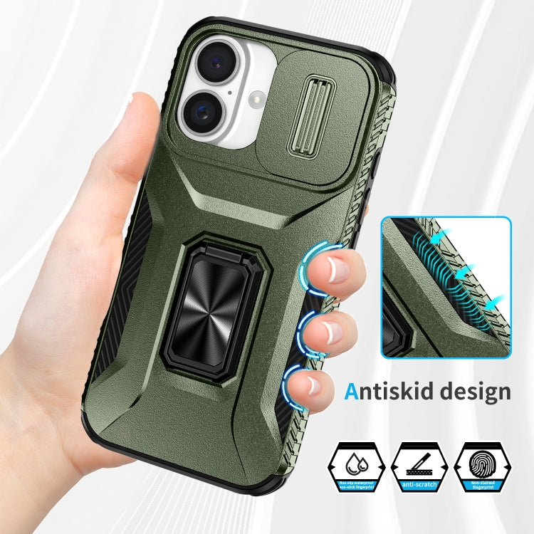 For iPhone 16 Sliding Camshield Holder Phone Case(Alpine Green) - iPhone 16 Cases by buy2fix | Online Shopping UK | buy2fix