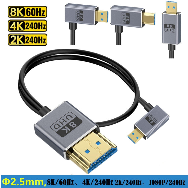 1.2m Coaxial Micro HDMI to HDMI 8K UHD 48Gbps Video Connection Cable, Style:Left Elbow - Cable by buy2fix | Online Shopping UK | buy2fix