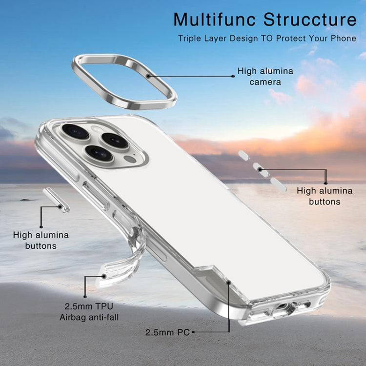 For iPhone 16 Pro Metal Buttons PC Hybrid TPU Phone Case(Transparent) - iPhone 16 Pro Cases by buy2fix | Online Shopping UK | buy2fix